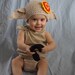 Dobby The House Elf Costume - Hat And Diaper Cover From Harry Potter For Girl With Gryffindor Bow- Halloween / Cosplay / Baby Shower Gift