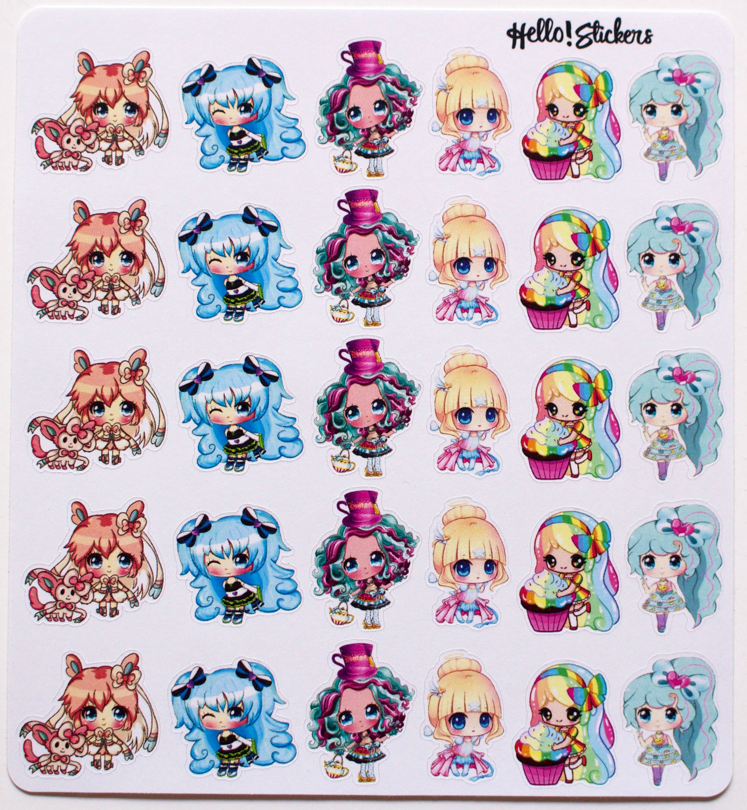 Cute Chibi Girls Stickers for Planners Calendars Charts