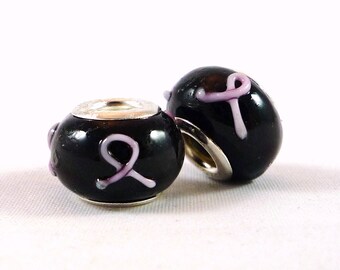 2 beads lampwork bracelet Europeans, 9X13mm (pv104)