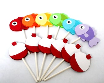 Fish Cupcake Toppers / Gone Fishing cupcake toppers / Fishing Cupcake toppers
