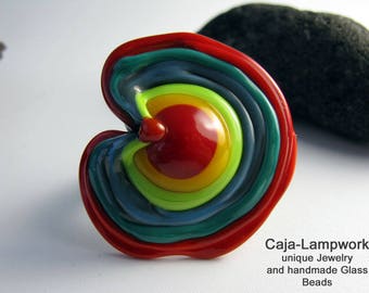 Ring top, change attachment, big change-top, red-colorful, Lampwork