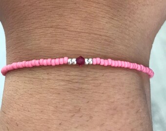 Pink Swarovski/miyuki bracelet, swarovsk8 beacelet, miyuki bracelet, pink bracelet, Christmas present, boho bracelet, bridesmaids gift, baby