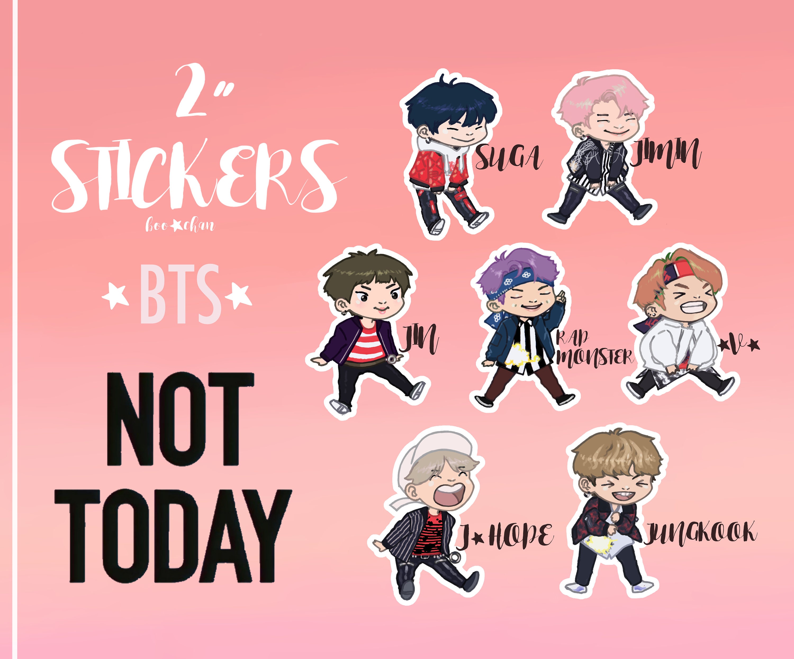 bts not today stickers chibi bangtan boys 2 jungkook v