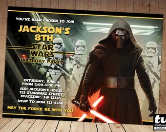 Kylo Ren Star Wars The Force Awakens Birthday Invitation