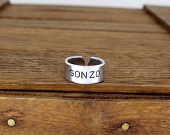 Gonzo Ring - Hunter S. Thompson - HST - Aluminum Adjustable Cuff Ring