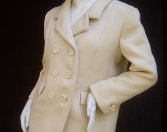 NORMAN NORELL Couture Cream Wool Jacket c 1970