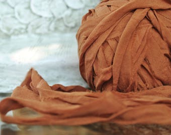 Chiffon Sari Silk Ribbon Yarn, 1,2, 3 or 5 Yards, Soft Sari Silk, Chiffon Silk, Ribbon Jewelry Supply, Earthy Colorway, Skin Soft,