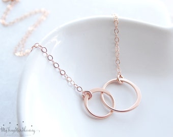 Rose Gold Necklace Eternity Necklace Sisters Necklace Eternity Circle Necklace Double Eternity Circle Necklace Rose Gold Circle Necklace