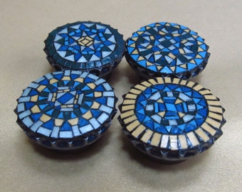 Miniature Mosaic Refrigerator Magnets - Set of 4