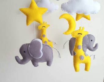 Baby mobile, Elephant giraffe mobile, elephant mobile, giraffe mobile, baby mobile, safari mobile, nursery mobile, baby crib mobile
