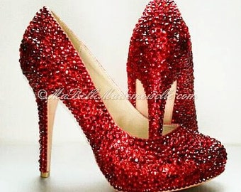 Wizard Of Oz Crystal Dorothy Ruby Red Shoes, Red Shoes, Red Crystal Shoes, Drag Queen Shoes, Crossdresser Shoes, Transvestite Shoes