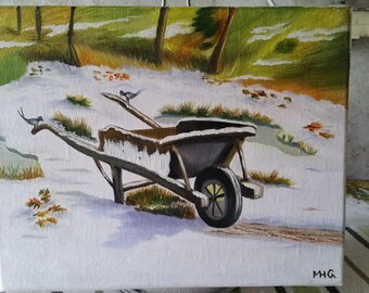 Wheelbarrow in the snow
