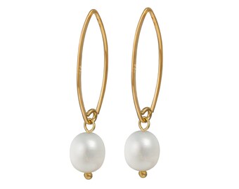 Goldplated Silver Earrings - Pearl