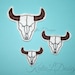 ITH Cow Skull Feltie Machine Embroidery Design Pattern Download 3 Sizes In The Hoop Felties Cowboy Western