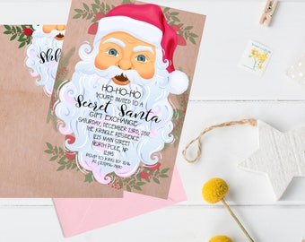secret santa invitation, secret santa party invitation, christmas party invitation, gift exchange party, christmas party, holiday party