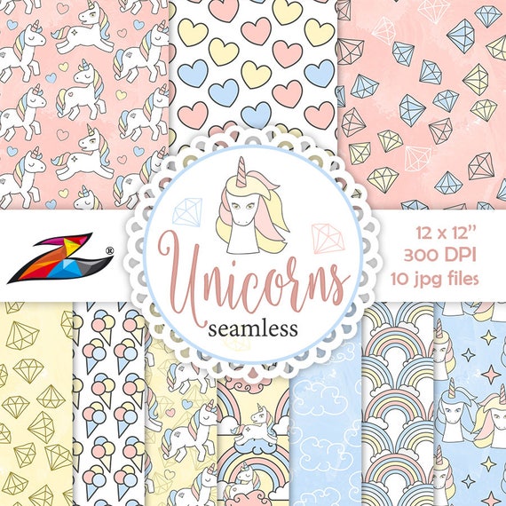 sale digital paper unicorn pattern seamless scrapbook paper