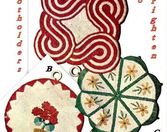 Potholders (3) Crochet Pattern 723145