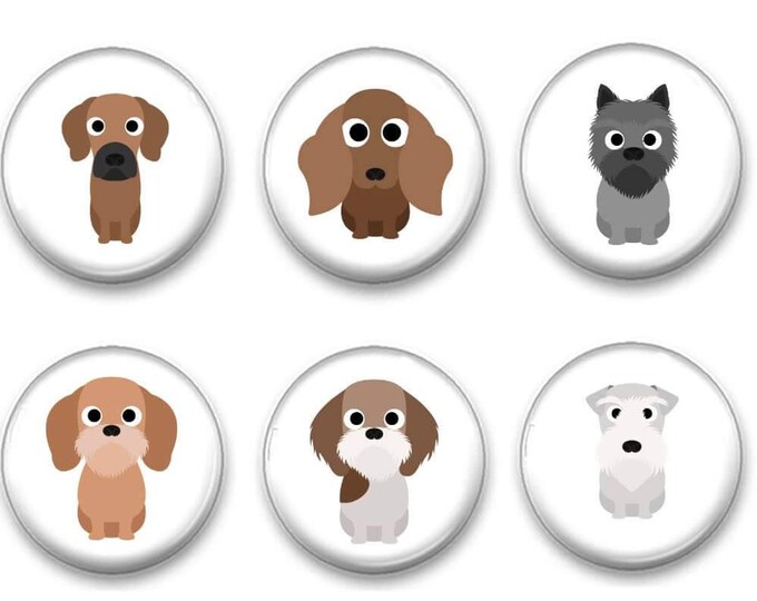 1" or 1.5" Dog Breed Magnets or Pins - Show Dogs - Puppy Magnets - Gift Magnets - Pins - Party Favors - Fridge Magnets - Dog Decor