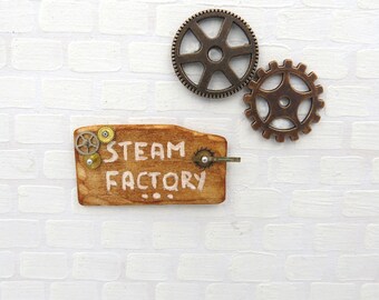 Driftwood steampunk sign in 1:12 scale