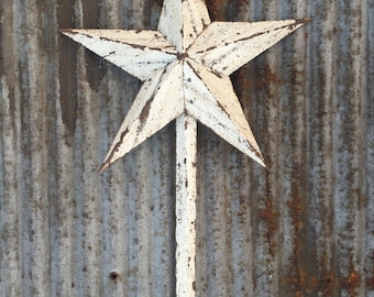 White Star Christmas Tree Topper Decoration- 12 inch star tree topper made from white reclaimed metal