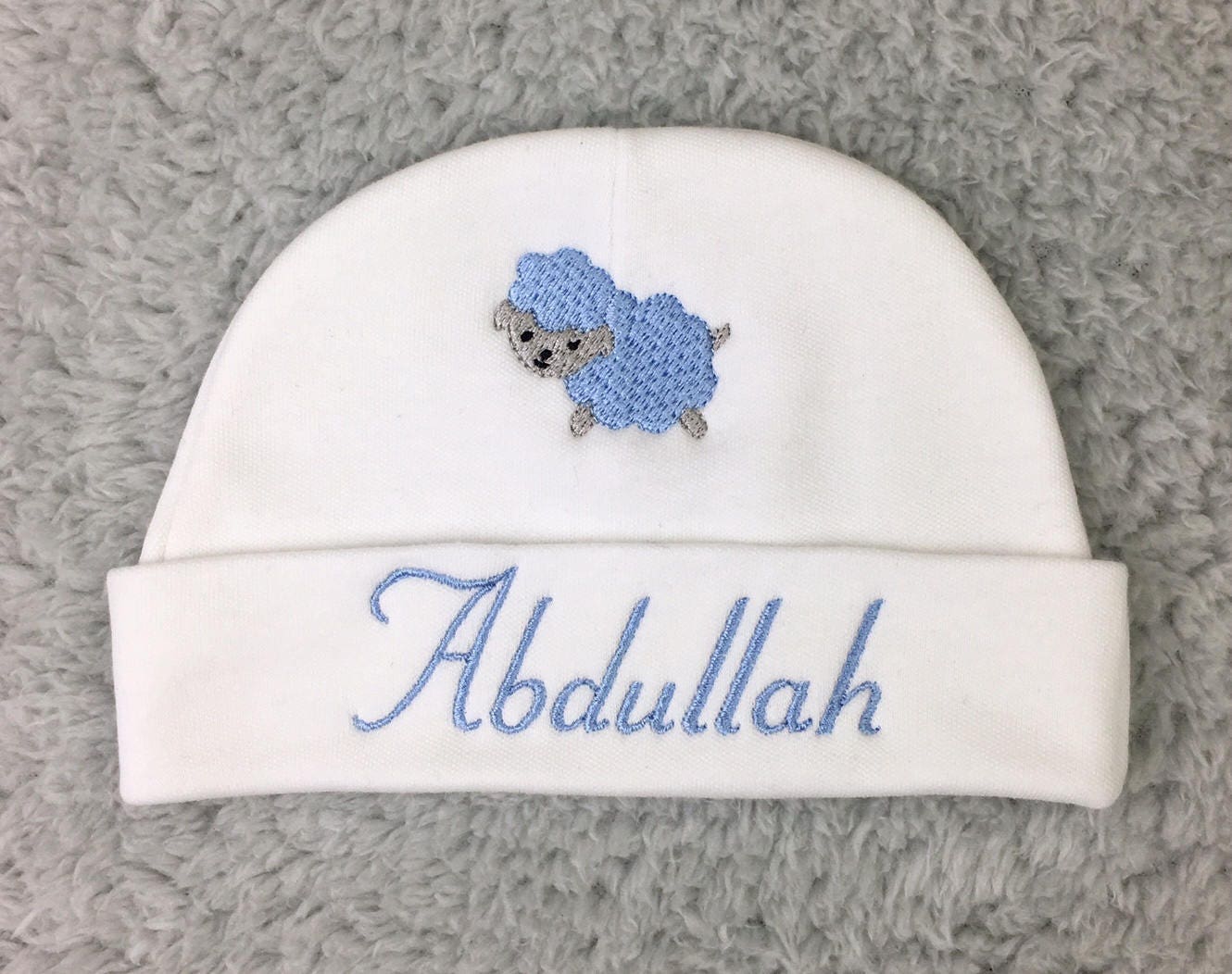 Personalized Baby Hat With Lamb Newborn Hat Preemie Hat Baby