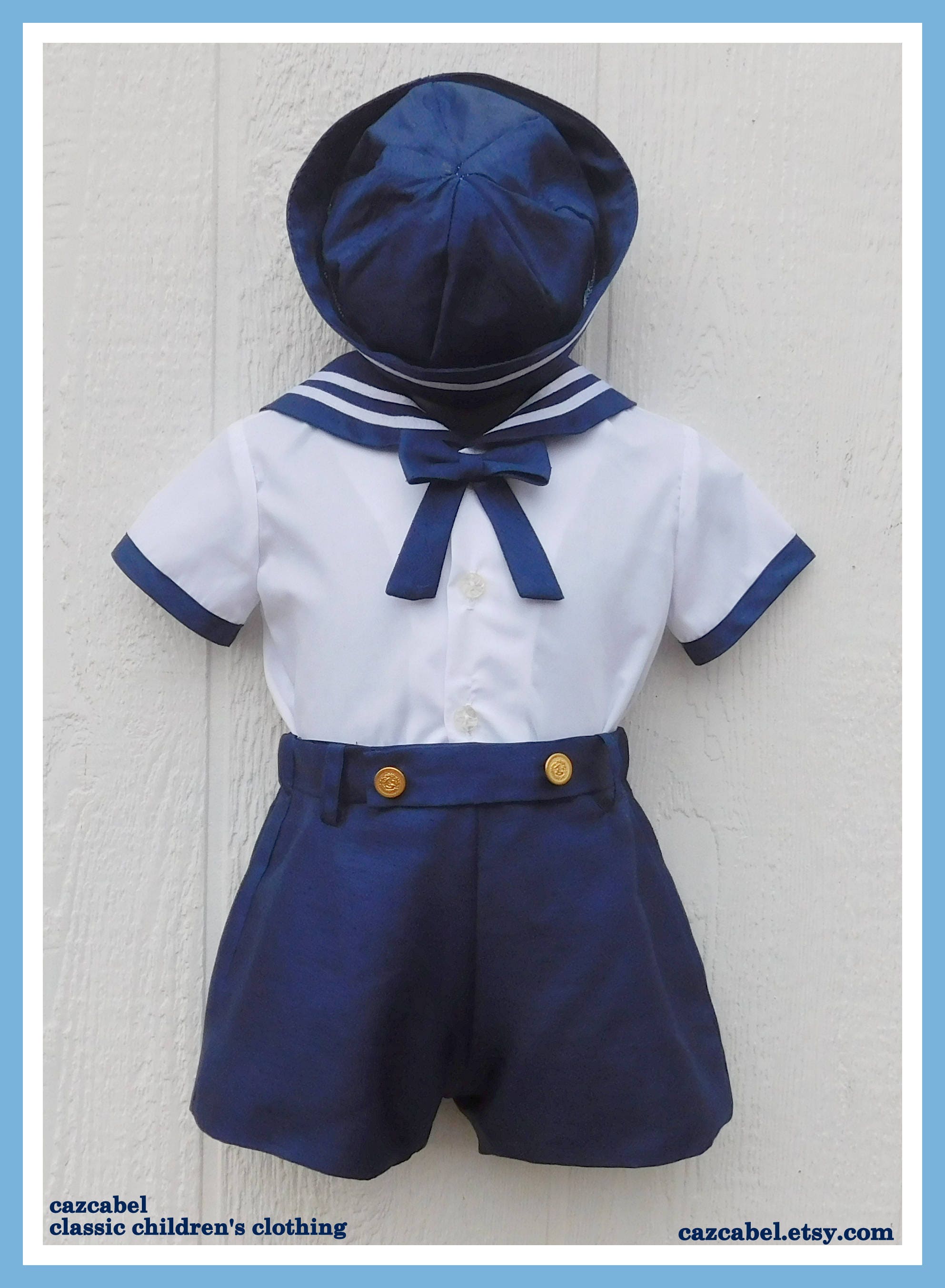 Baby Boy Sailor Outfit Sailor Hat Nautical Baby Outfit