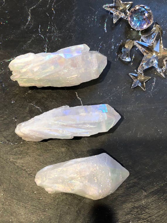 Large Angel Aura Quartz Point Clusters, Angel Aura Raw Crystal Points, Large Aura Crystal Points, Metaphysical Crystal, Meditation Stone