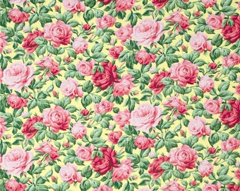 78065 - 1/2 yard of Verna Mosquera Snapshot rose garden in butter