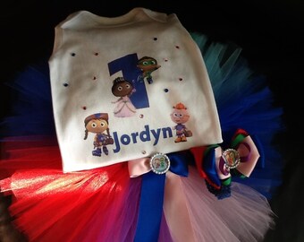 Super Why inspired Birthday Tutu Set, Birthday Set