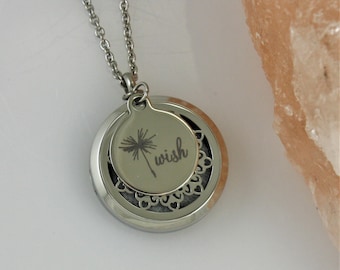 Dandelion Wish Diffuser Necklace - Aromatherapy Mandala Essential Oil Diffusing Locket Mom Mothers Day Gifts for Her Birthday Anniversary