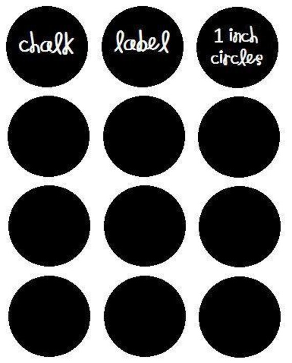 25 1inch Round/Circle Chalkboard Vinyl Labels