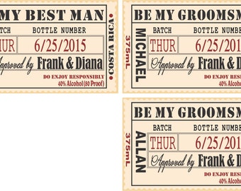 Will you be my Groomsman - Wedding Groomsman Liquor Labels - Will you be my Best Man - Groomsmen Labels - Whiskey Label