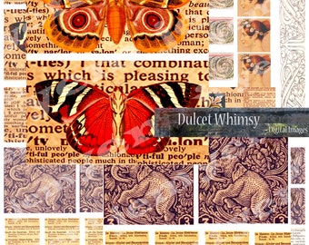Digital Collage sheet, Printable Ephemera, Ephemera Instant Download.