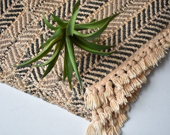 Set of 4 Woven Placemats/ Neutral/Fringe/Chevron/Boho Bohemian
