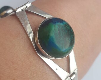 Vintage Malachite Bracelet Silver Malachite Bangle