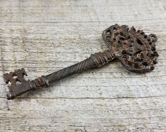 Skeleton Key, Old Key, Antique Key, Victorian Key, Large Key, Rustic Brown Key, Decorative Key, Wedding Decoration, House Warming Gift