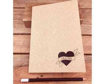 Gin & Tonic Eco Notebook, Jotter, Sketchbook, Journal A5