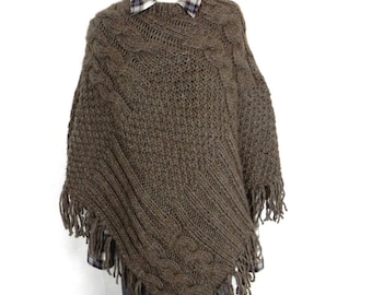 Knitted poncho knit Poncho Cape Wool