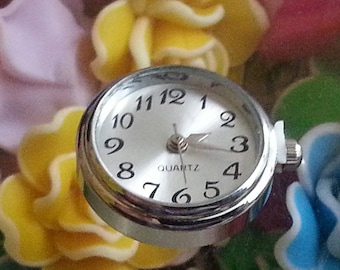 Watch dial black Platinum tone watch components flat round iron, 25 x 22 x 11 ~ 12 mm button: 5.2 mm