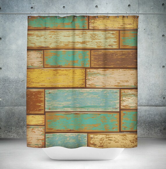 Rustic Primitive Shower Curtain Faux Weathered Wood