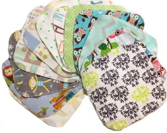 Sale - Mystery Set - 8x8 Sweet Bobbins Cloth Wipes Starter Set of 12 wipes - Double Layer Flannel - 8x8