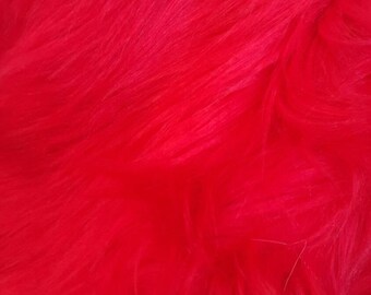Shaggy Faux Fur / Red Fabric by the yard