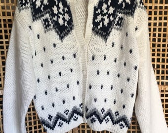 Vintage Fairisle Womens Sweater Cardigan Size Large