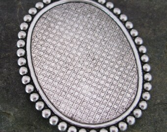 New - Cameo Setting Brass 40 X 30 Jewelry Findings Antique Silver 174 - 2 piece