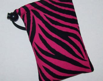 Pipe Pouch, Pink Zebra, Pipe Case, Pipe Bag, Padded Pipe Pouch, 420, Smoking Accessory, Cute Bag, Animal Print, Stoner Gift - 5" DRAWSTRING