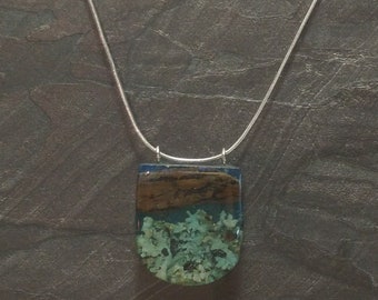 Deiftwood and Resin Pendant with sterling silver chain