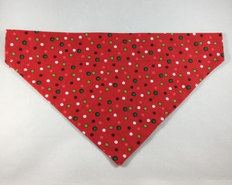 Christmas Polka Dot Dog Bandana Over the Collar