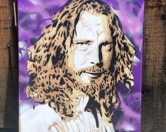 CHRIS CORNELL Rest in Peace Soundgarden spray paint stencil portrait on CANVAS