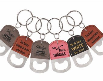 Wedding Party Favors - Gifts for Groomsmen - Bridesmaid - Bottle Opener Key chains - Personalized Keychains - Bridal Party Gift