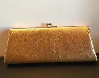 P B USA Purse ~ Gold Metallic~ Evening Bag ~ Clutch ~ Small Purse ~ Vintage